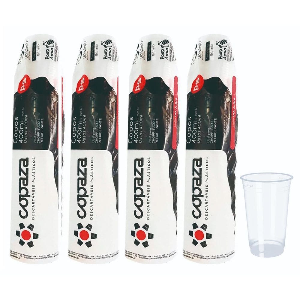 Copo 400Ml Descartavel Liso Transparente Ps C/200 Copaza