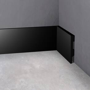 Rodapé Poliestireno 10Cm Liso Preto 1M Rm Decor
