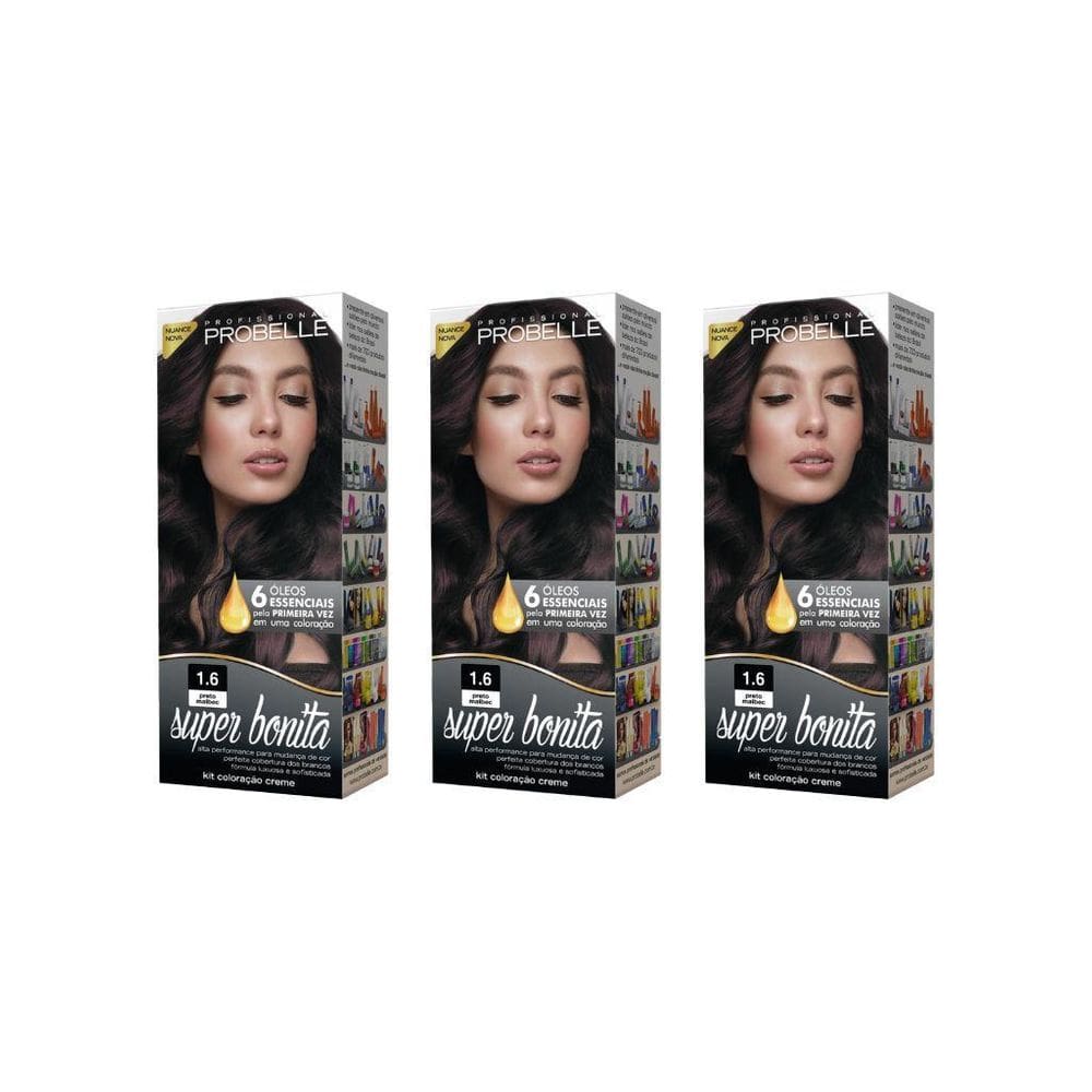 Coloraçao Probelle Super Bonita 1.6 Preto Malbec-Kit C/3Un