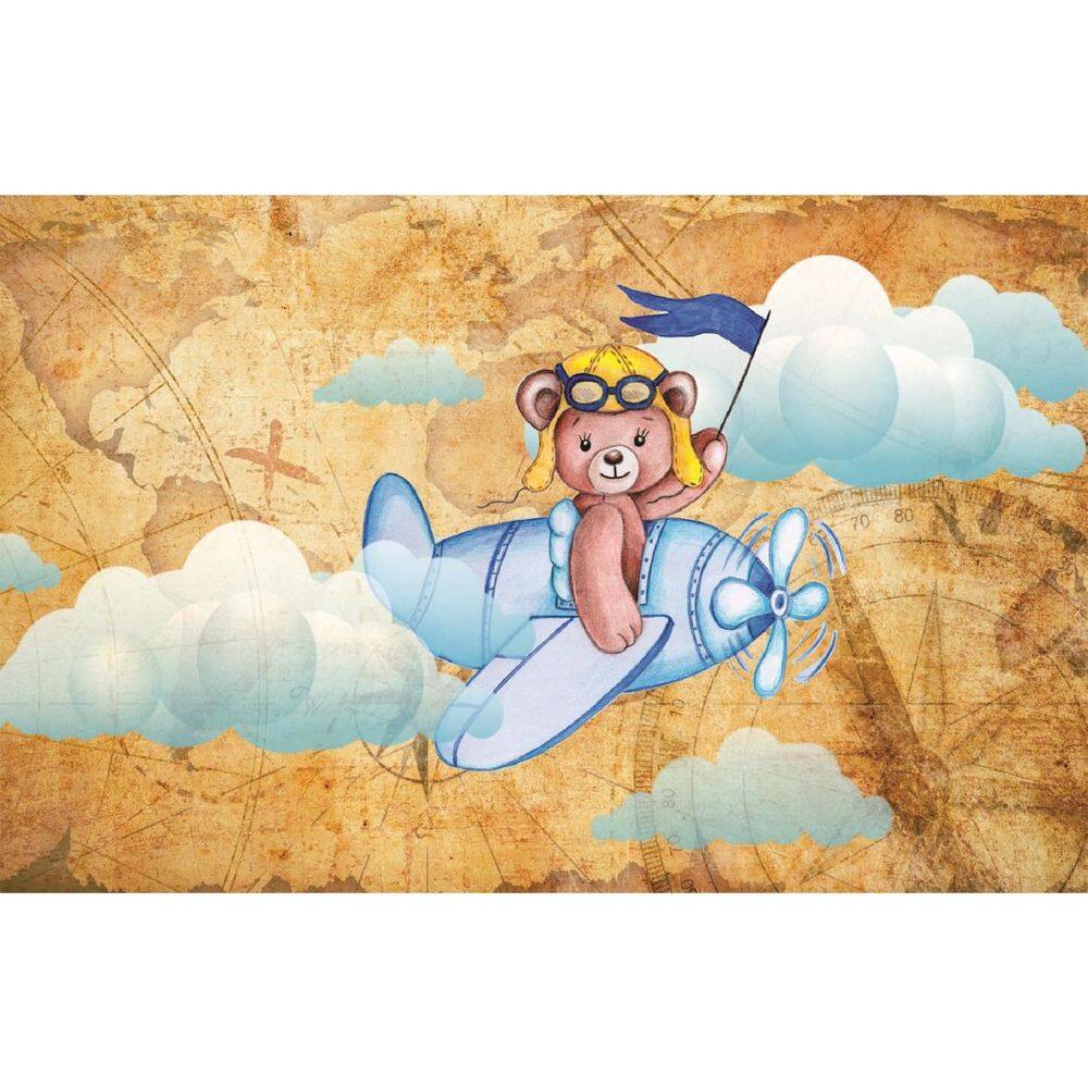 Fundo Fotográfico Em Tecido Urso Aviador 2,60X1,50