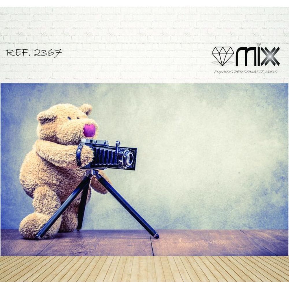 Fundo Fotográfico Em Tecido Urso Fotógrafo 2,20X1,50