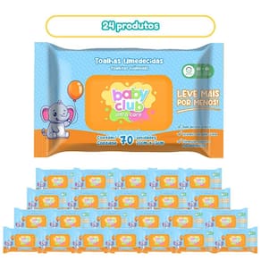 24 Pacotes Toalhas Umedecidas Tradicional 70 Fls Baby Club