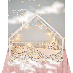 Fundo Fotográfico Newborn Em Tecido Casinha 1,50X2,50