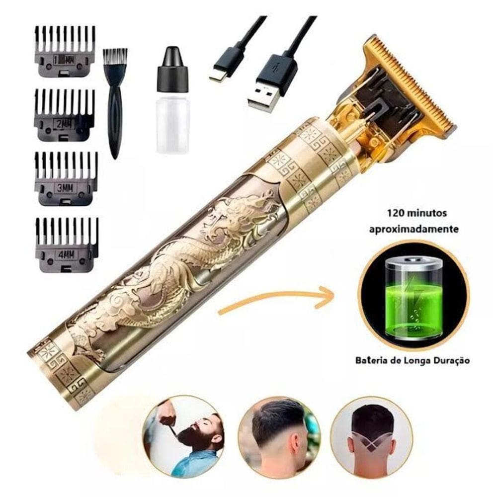 Maquina De Cortar Cabelo E Barbear Sem Fio Premium Usb Nova