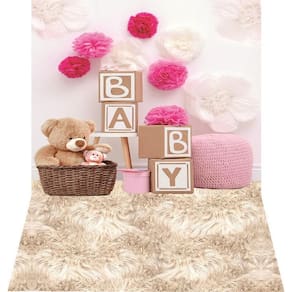 Fundo Fotográfico Newborn Em Tecido Ursinhos Baby 1,50X2,20