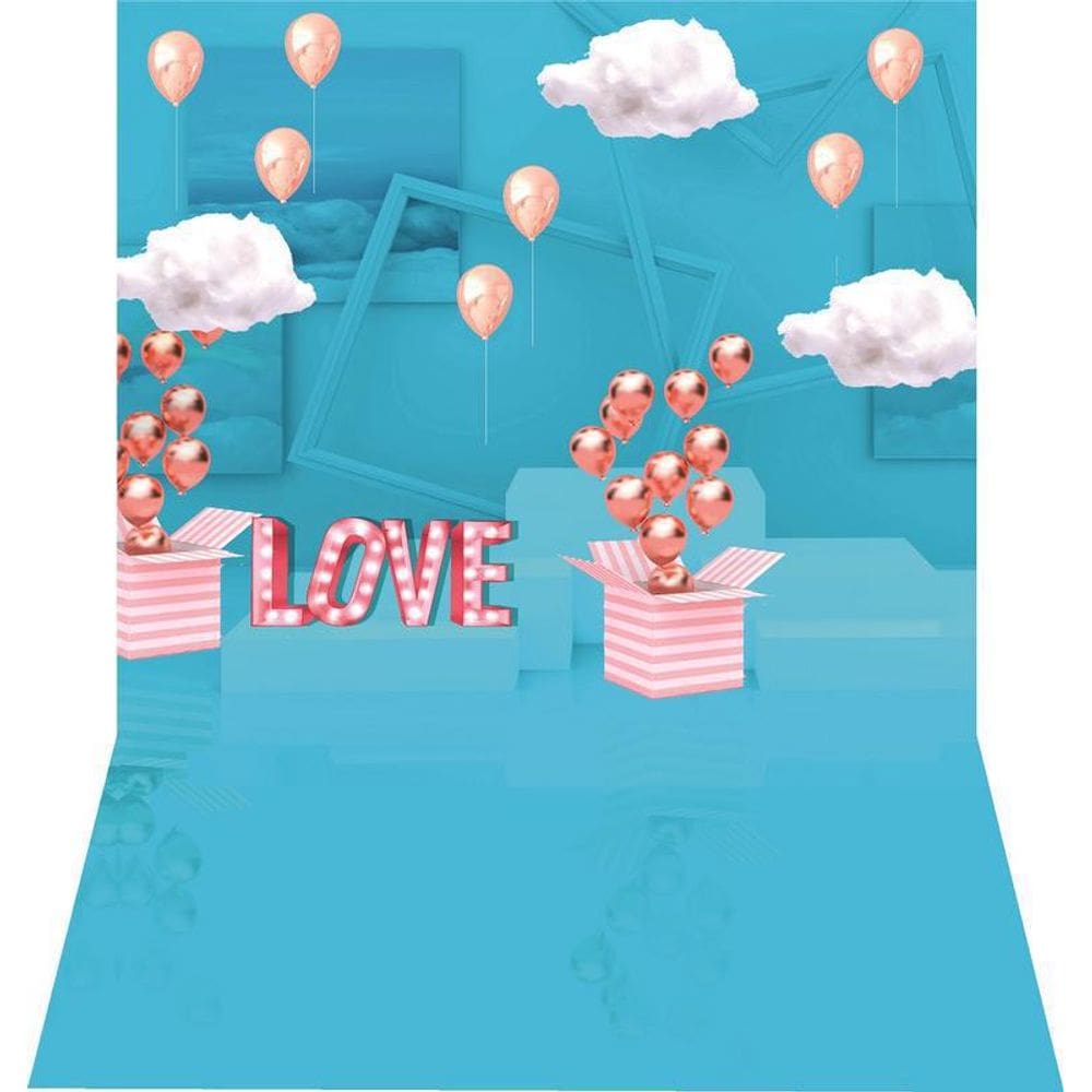 Fundo Fotográfico Newborn Em Tecido Balões Rosa Love 2,20M