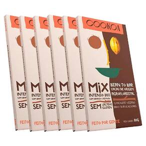 Kit 6X: Chocolate Mix Intenso 80% E Branco Cremoso Vegano