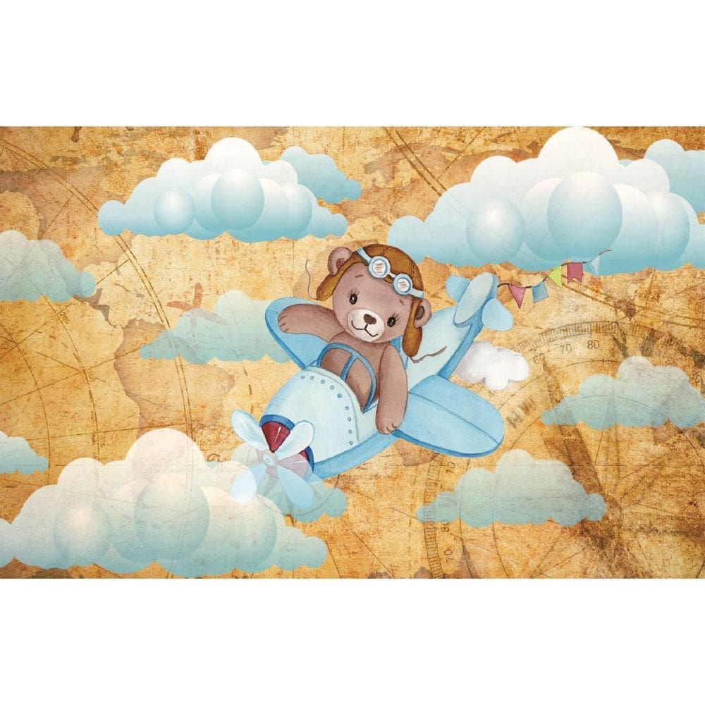Fundo Fotográfico Em Tecido Urso Aviador 2,80X1,50