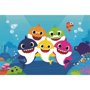 Fundo Fotográfico Em Tecido Baby Shark 2,20X1,50.