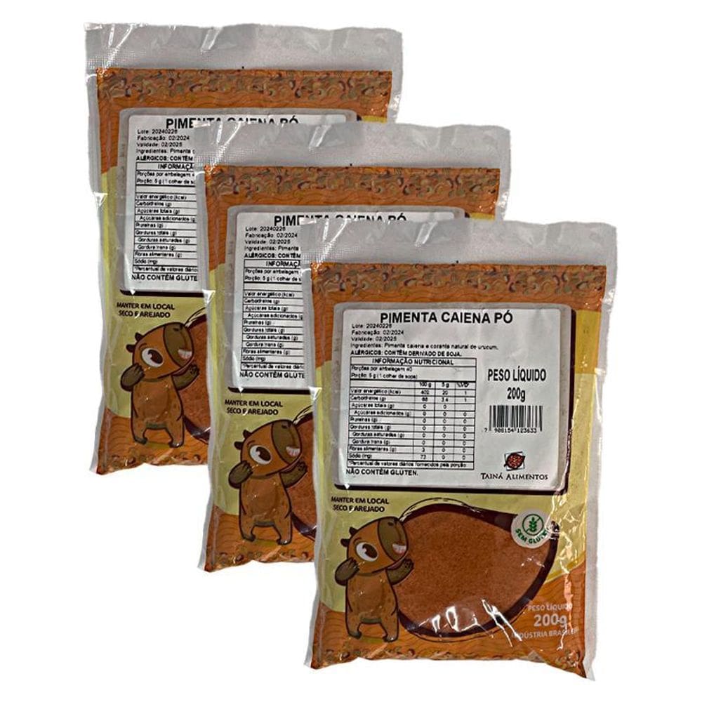Kit 3X: Pimenta Caiena Em Pó Tainá Alimentos 200G