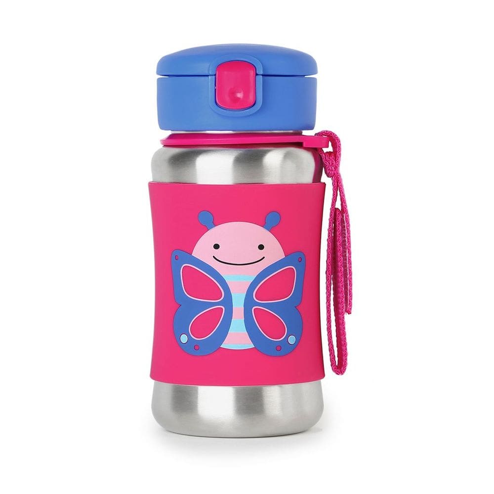 Garrafa de Aço Inox Borboleta Zoo Skip Hop Divertida e Colorida