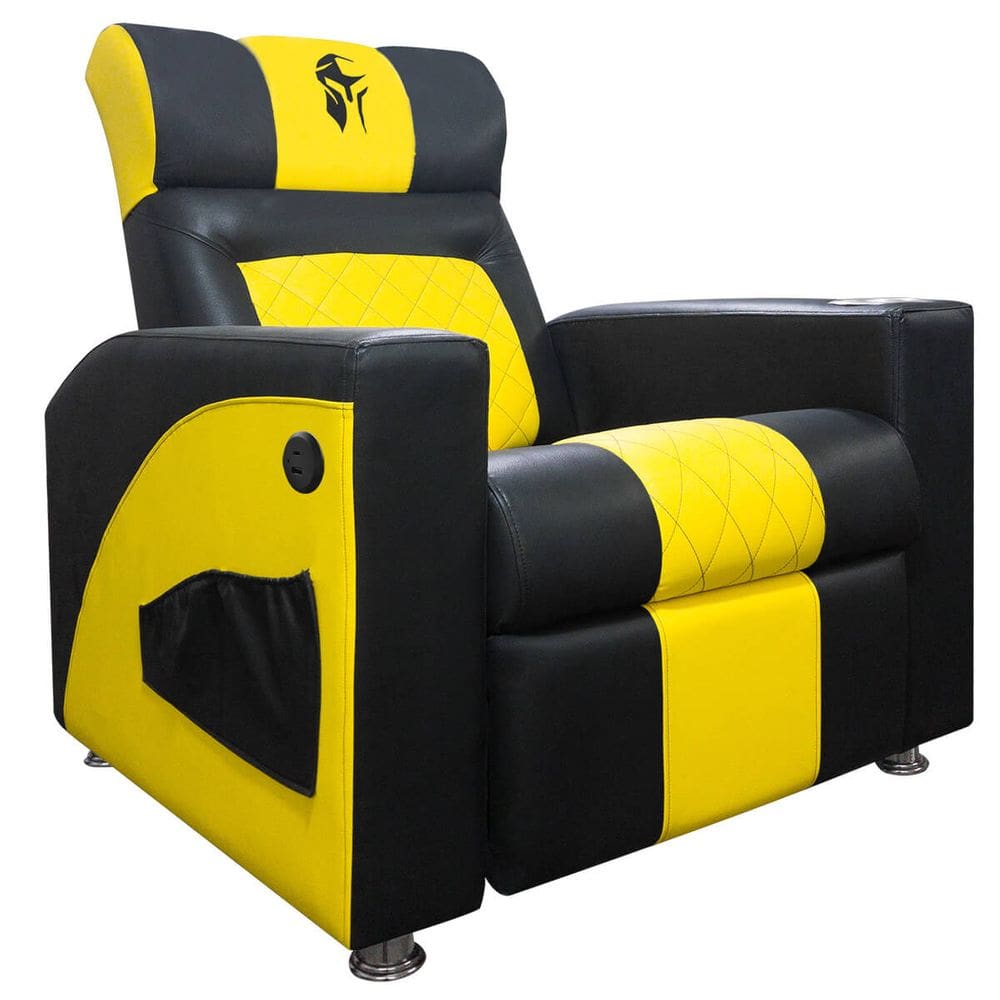 Cadeira Gamer Sparta com Encosto Reclinável e Carregador USB Corino Preto/Amarelo SOFA STORE