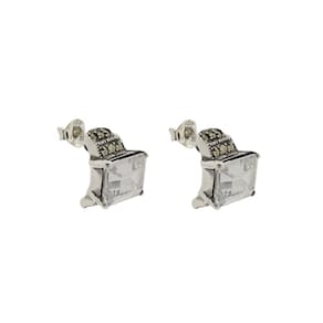 Brinco Prata 925 Marcassitas com Zircônia Incolor Pequeno