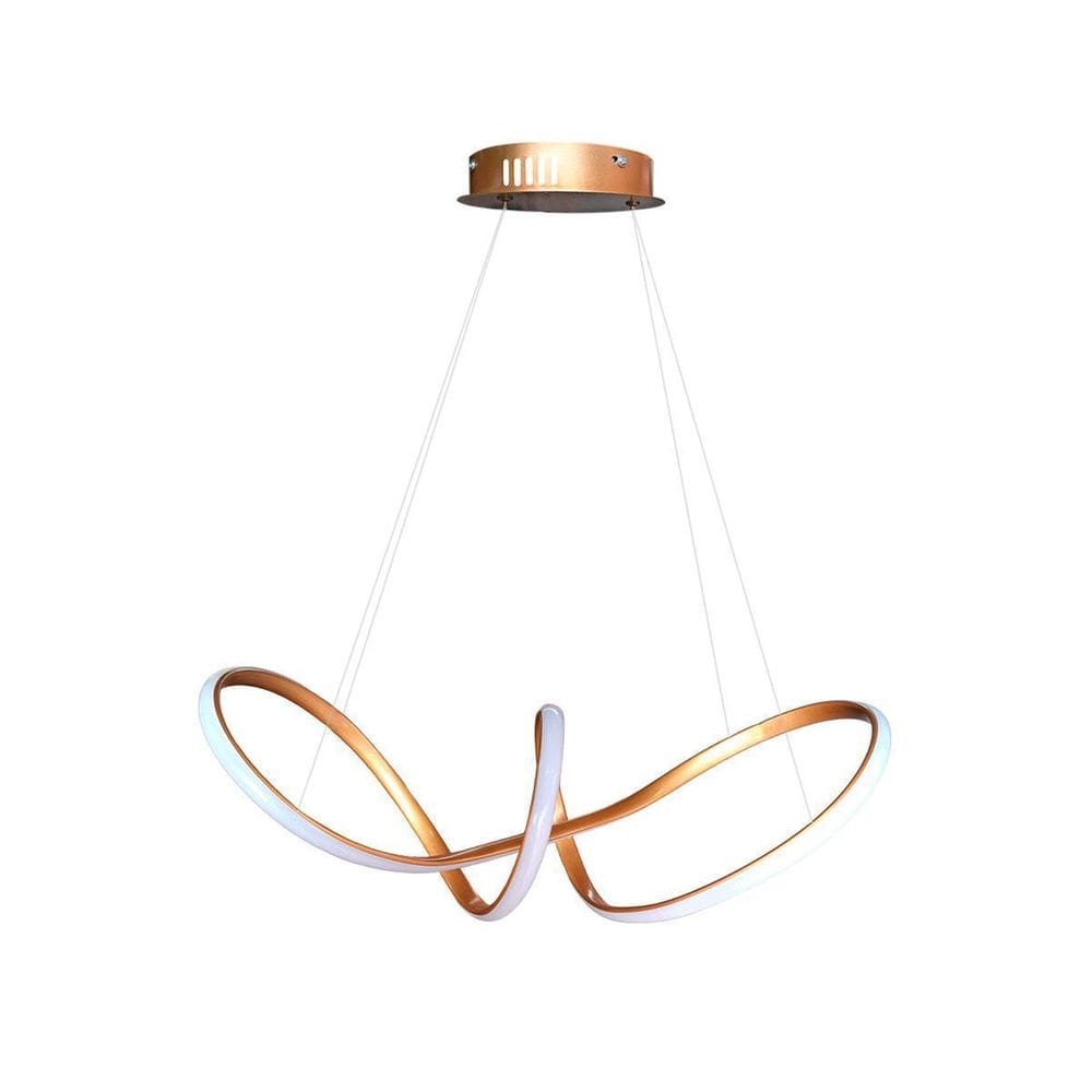 Lustre Pendente 3 Em 1 Curvas Infinito Led Luxuoso Dourado