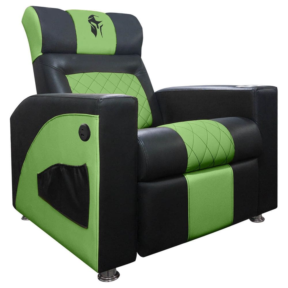 Cadeira Gamer Sparta com Encosto Reclinável e Carregador USB Corino Preto/verde SOFA STORE