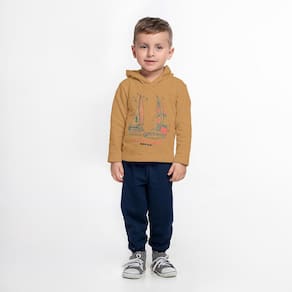 Conjunto Bebê Menino Moletom com Capuz Barco