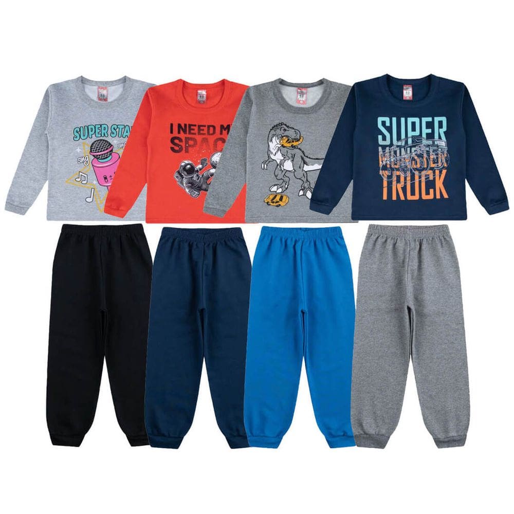 Kit 4 Conjuntos Infantil Moletom Algodão