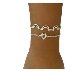 Kit Pulseira Sol e Lua de Prata 925