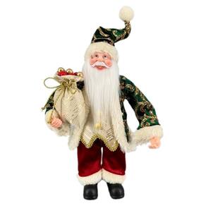 Papai Noel Pequeno Verde E Vermelho Decoração Natal 30Cm