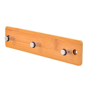 Gancho De Parede Adesivo Triplo Rustico Bambu Multiuso 22Cm