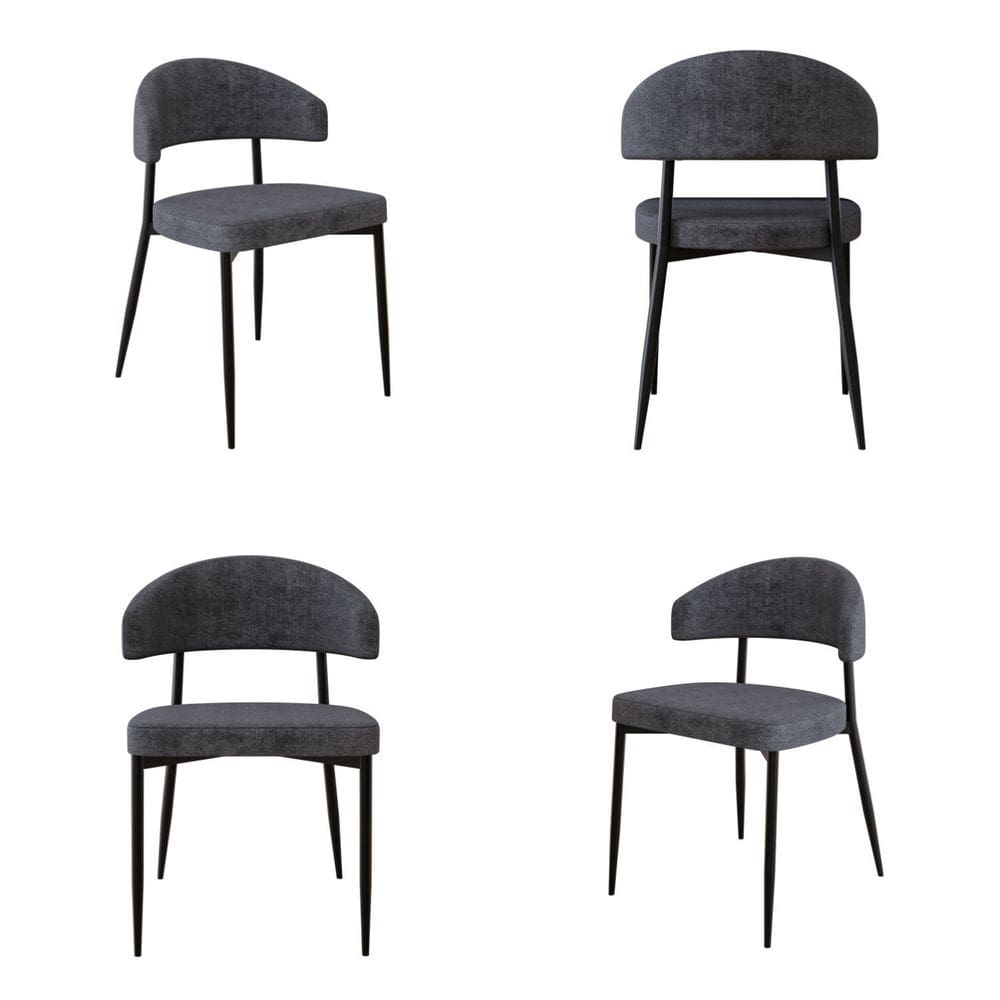 Cadeira Bless Fixa com 4 Pés 55 X 52,5 X 77,5 Cm com 4 Unidades Grafite/Preto