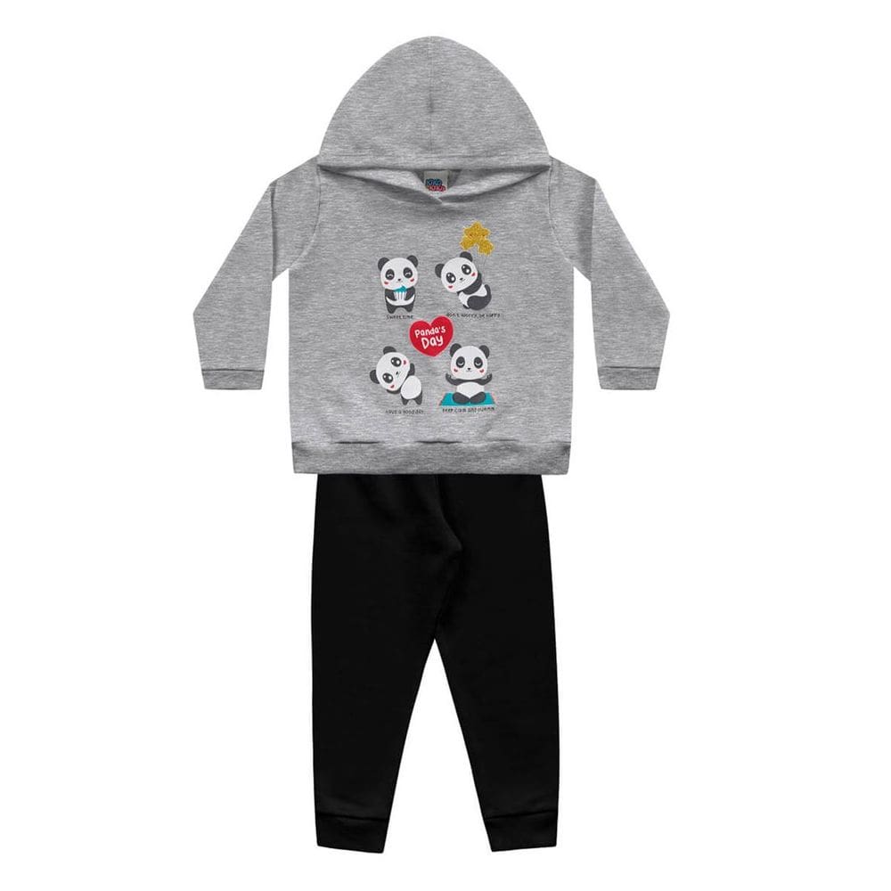 Conjunto Moletom Bebê Menina Panda