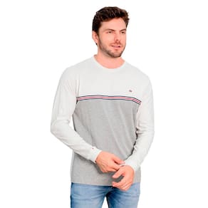 Camiseta Masculina Manga Longa Recorte Frontal