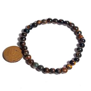 Pulseira Bolinha Pedra Olho de Falcão Natural 6mm