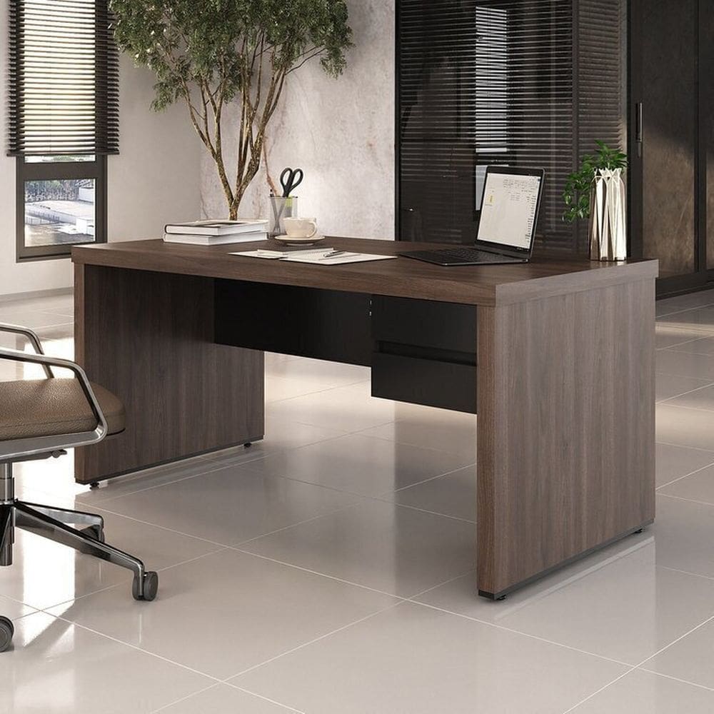 Kit 2 Peças com Mesa Operacional em Tamburato Elegante 1600 e Gaveteiro Suspenso Organizador Charuto/Preto