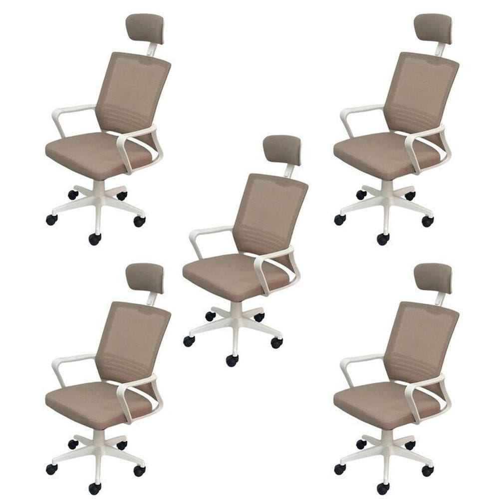 Kit 4 Cadeiras para Escritório Presidente Lyon Alta em Tela Mesh Bege