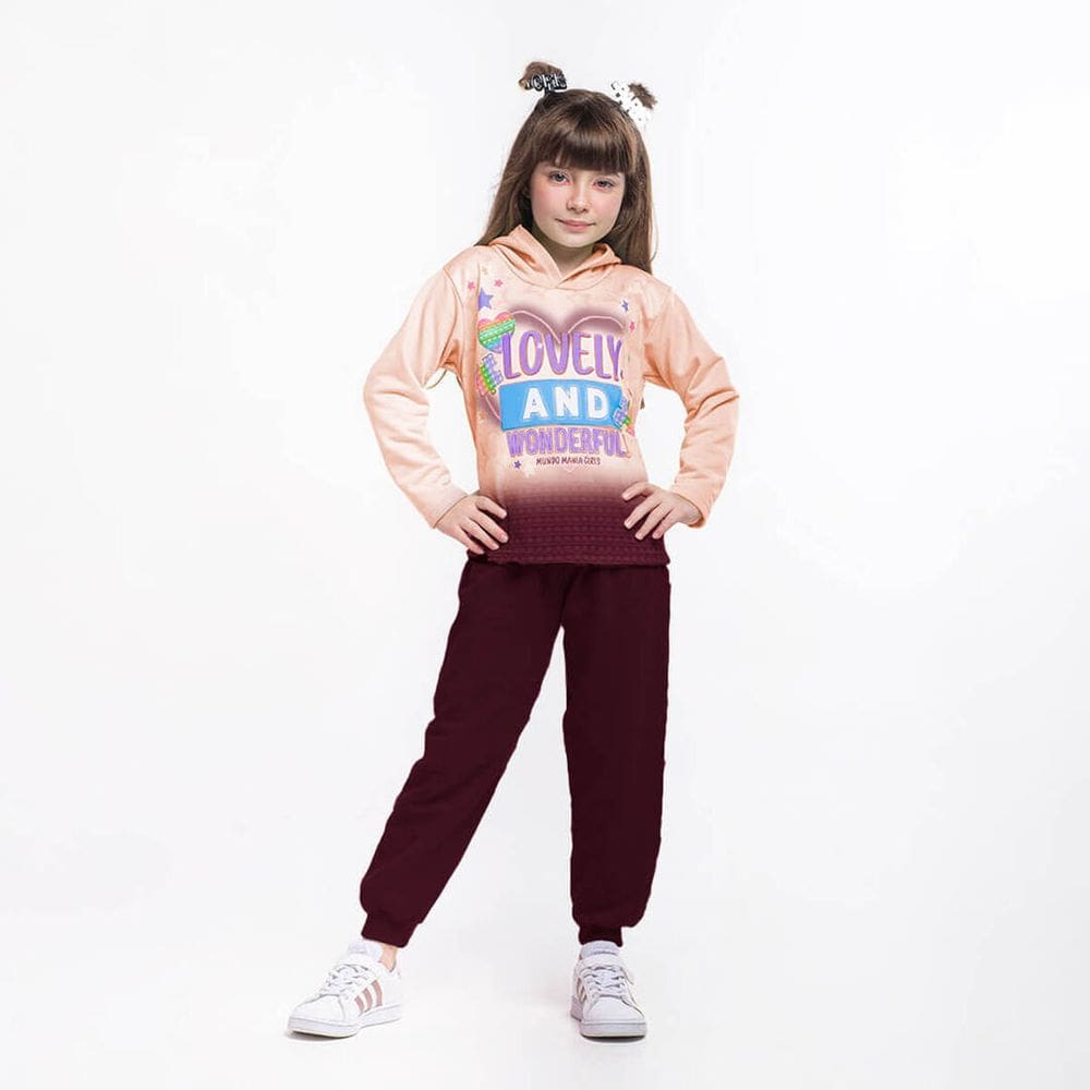 Conjunto Moletom Infantil Menina Lovely and Wonderful