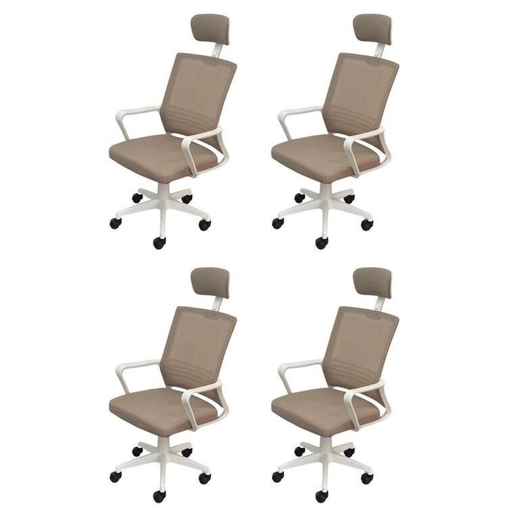 Kit 4 Cadeiras para Escritório Presidente Lyon Alta em Tela Mesh Bege