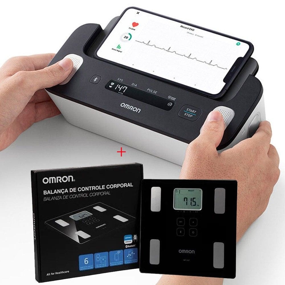 Kit Monitor OMRON Complete + ECG HEM-7530T1 + Balança HBF-222T