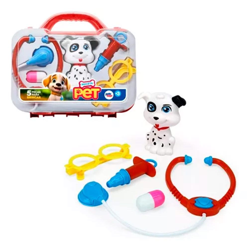 Kit Mini Veterinario Infantil – Maleta Pet - 6 peças - Pakitoys