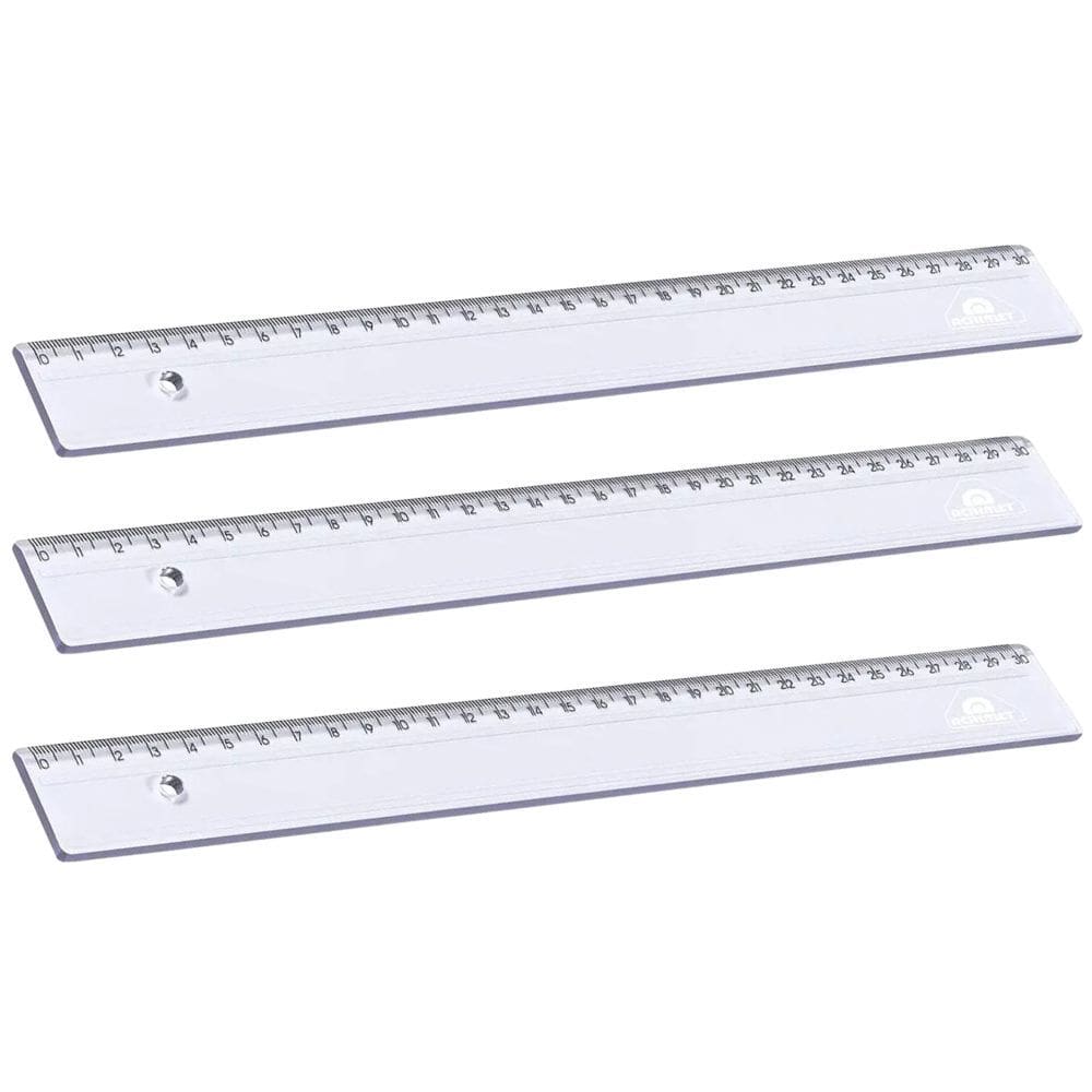 Kit 03 Réguas 30cm Poliestireno Transparente Cristal - Acrimet