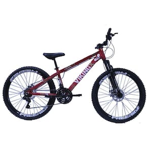 Bicicleta Viking Tuff 25/30 Freeride Aro 26 Freio A Disco 21 Velocidades Cambios Shimano Vermelho