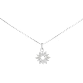 Colar Sol Cravejado Pedrinhas Zirconias Luxo Prata Pura 925
