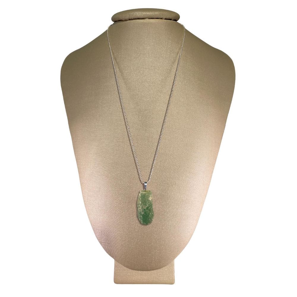 Colar Prata 925 Diamantado Quartzo Verde Bruto Ponte Vecchio