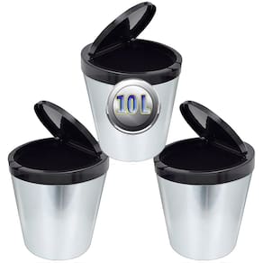 Kit 3 Cestos de Lixo Redondo de 10L com Tampa Click Label Resistente