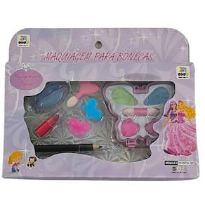 Kit Maquiagem Em Estojo Borboleta Para Bonecas Com 11 Itens