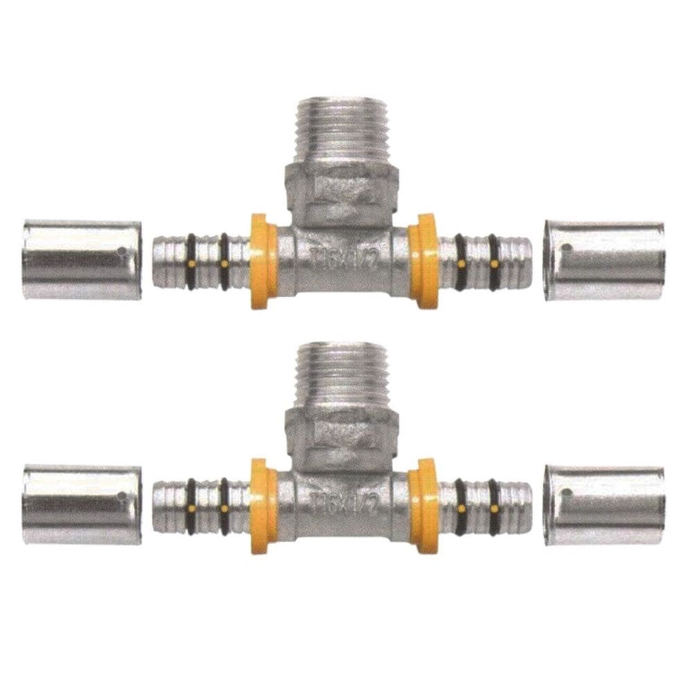 Kit 2 Te Tee p/ Gás Encanado 16mm RM 1/2`` Pex Multicamadas