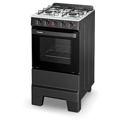 imagem-Fogão Esmaltec Ideal POP 4 Bocas Preto com Forno Limpa Fácil - Bivolt