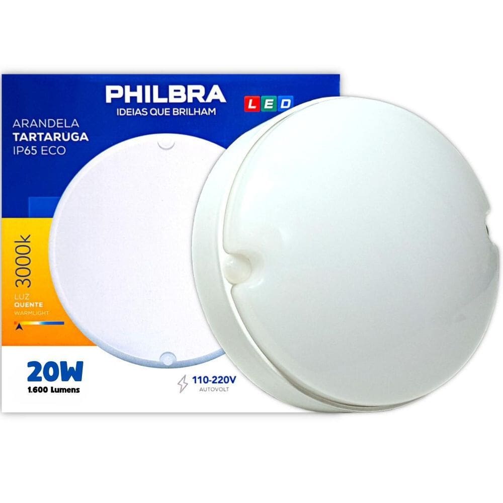 Arandela Tartaruga Sobrepor Led 20W Prova D`Água Ip65 3000K