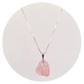 Colar 50Cm Prata 925 Quartzo Rosa - Natural P. Vecchio Joias