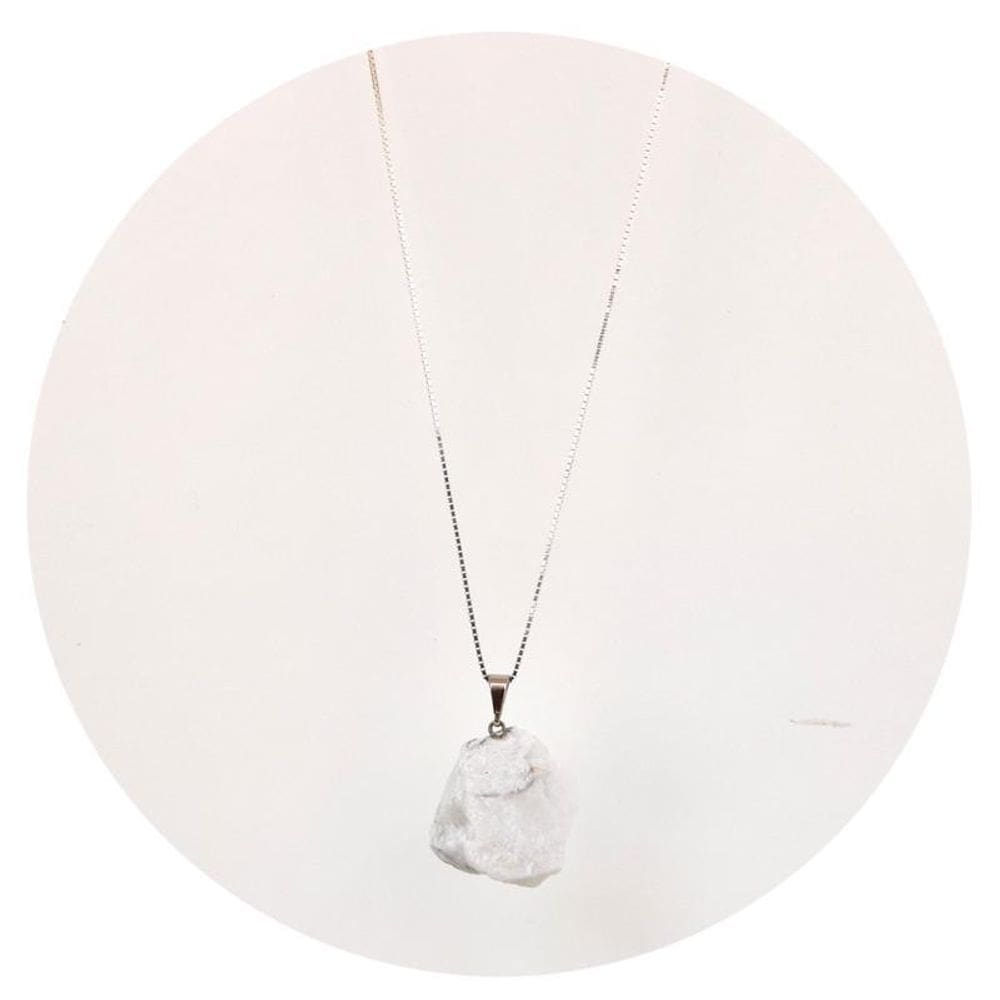 Colar 50Cm Prata 925 Howlita Bruta Natural P. Vecchio Joias