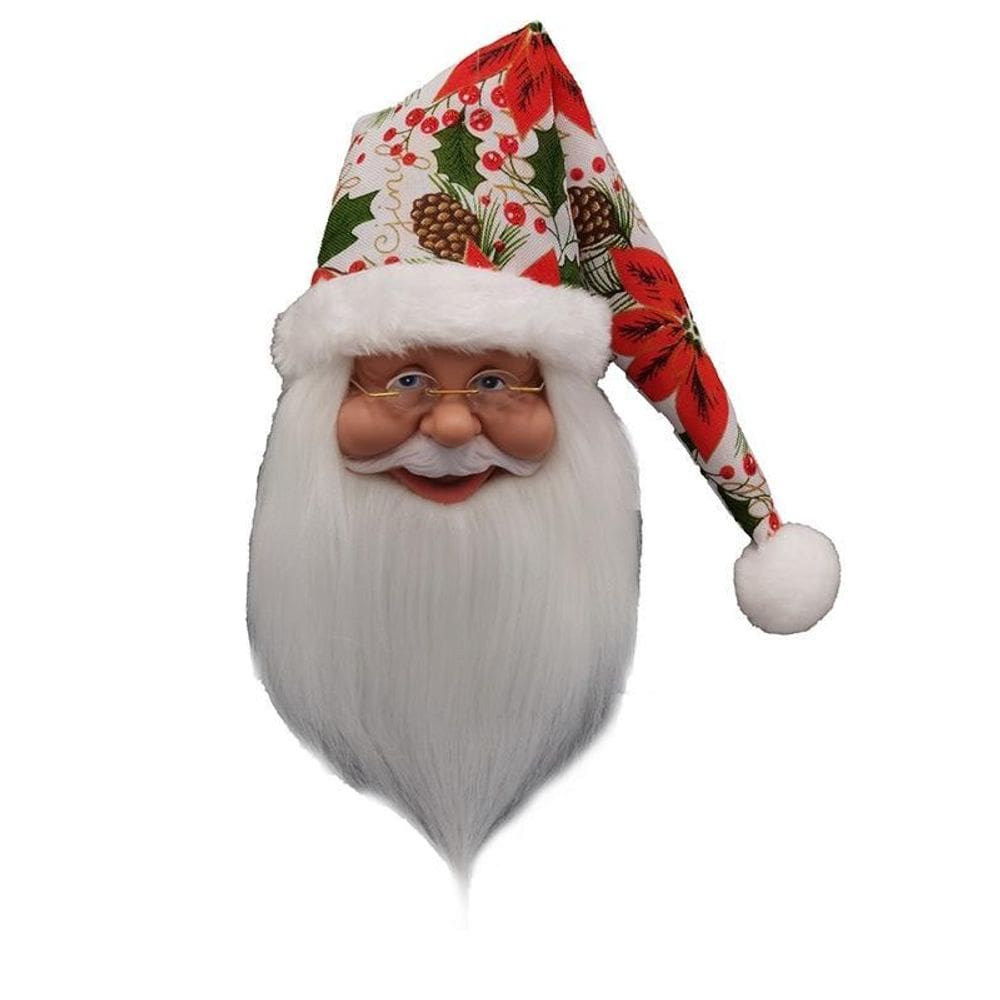Papai Noel Rosto Branco/Vermelho/Verde Decoração Natal 20Cm