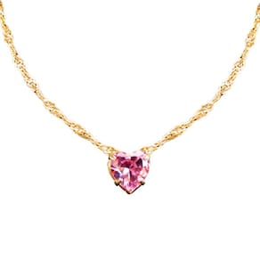 Colar Aço Inox Ouro Feminino + Pingente Rosa Strass Delicado