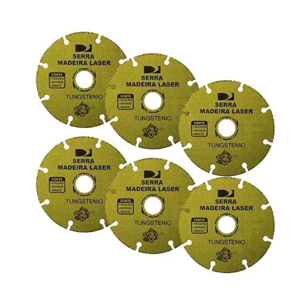 Kit 6 Disco Serra Madeira Laser Tungstênio 7.1/4`` 180Mm