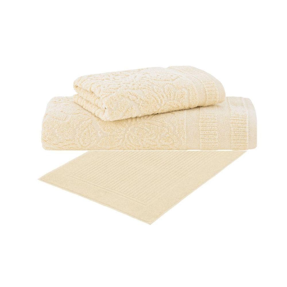 Jogo Toalha Banho Rosto Piso 3 Pçs Botanique Extra Soft