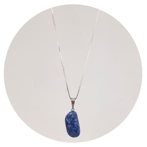 Colar 50Cm Prata 925 Lapis Lázuli Natural P. Vecchio Joias